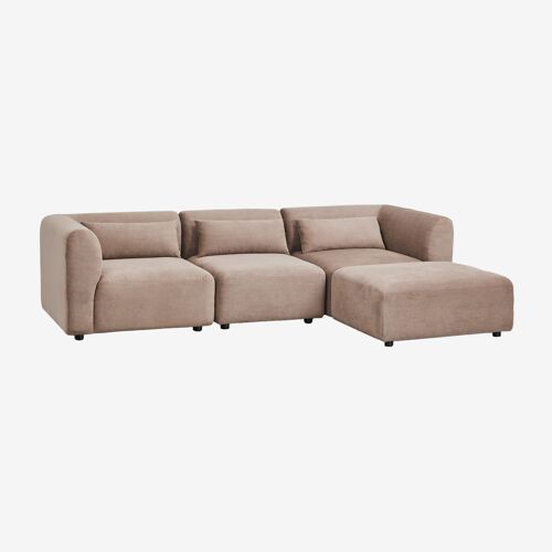 Canapé modulable 3 pièces Fogler avec pouf