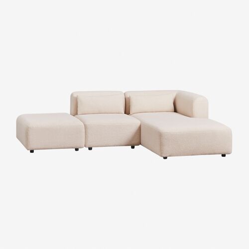 Canapé modulable 2 pièces méridienne droite avec pouf Fogler