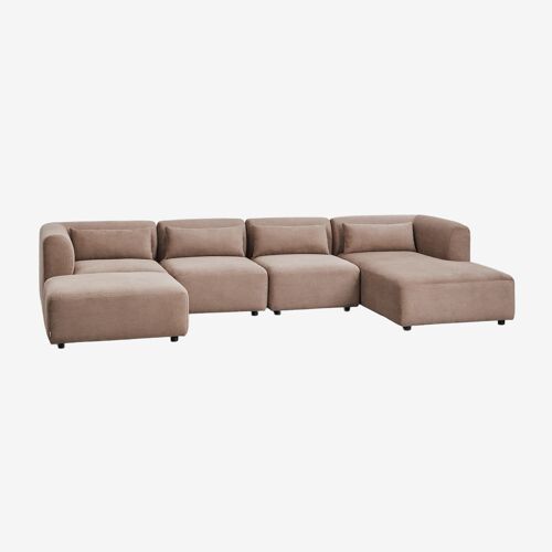 Canapé modulable 4 pièces Fogler avec méridienne et pouf