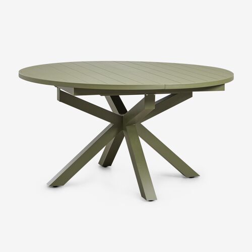 Table à manger extensible en aluminium Barces 145-200x145 cm Vert Olive Intense