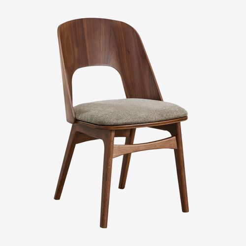 Chaise de salle à manger en bois et rembourrée Juna Bois Foncé