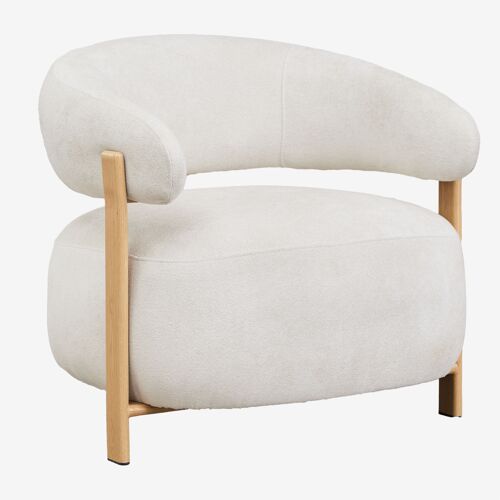 Pack de 2 fauteuils en tissu chenille et fer Jolie Marron Bois Naturel