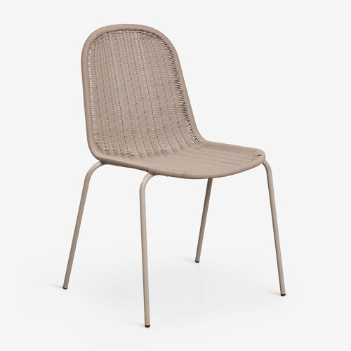 Chaise de salle à manger empilable en rotin synthétique Reiven Moka Brown