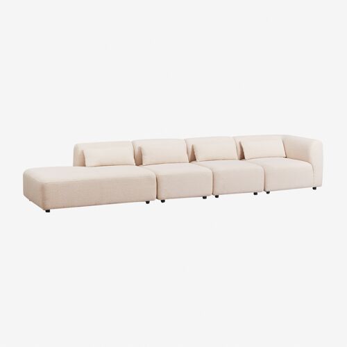 Canapé d'angle modulaire 4 pièces Fogler avec méridienne à gauche