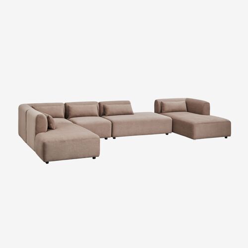 Canapé modulable Fogler 5 pièces avec méridienne droite et double méridienne