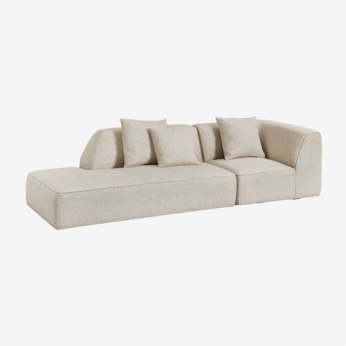 Canapé d'angle modulaire rembourré Cardea 2 pièces avec méridienne à gauche