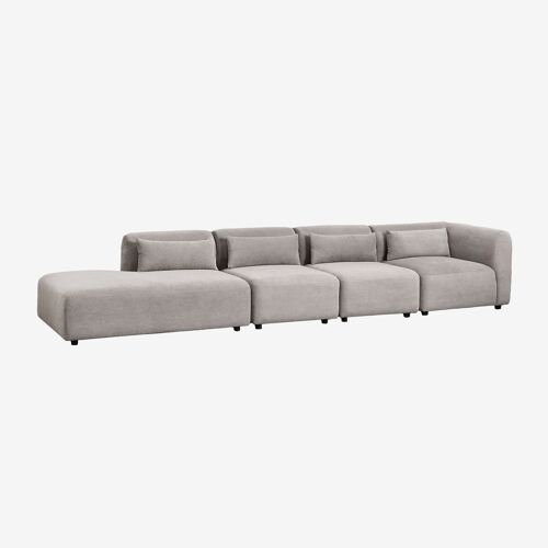 Canapé d'angle modulaire 4 pièces Fogler avec méridienne à gauche