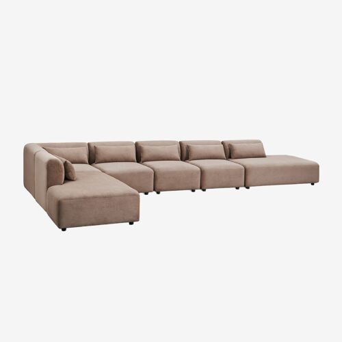Canapé modulaire d'angle 6 pièces Fogler avec méridienne double