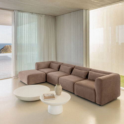 Canapé modulaire 4 pièces avec pouf rembourré Fogler