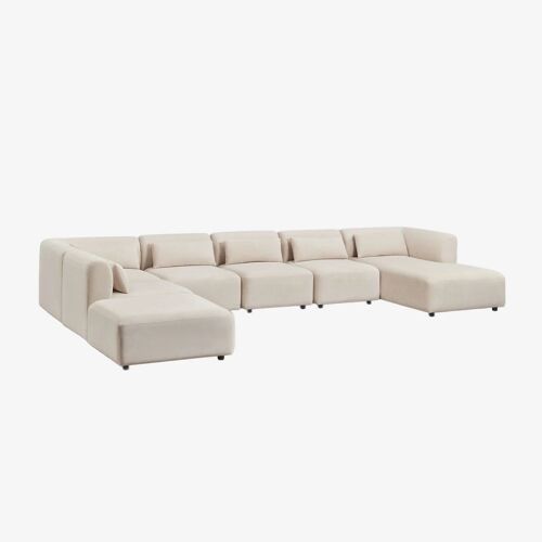 Canapé modulaire avec méridienne droite 6 pièces avec pouf Fogler