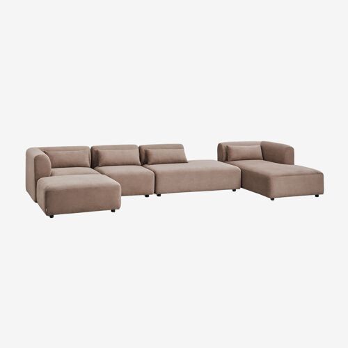 Canapé modulable méridienne droite 4 pièces avec lit de repos et pouf Fogler