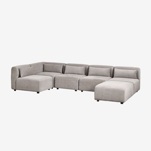 Canapé d'angle modulable 5 pièces avec pouf Fogler