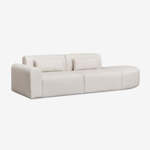Canapé modulable d'angle gauche 2 pièces avec pouf triangulaire en peau lainée Borjan