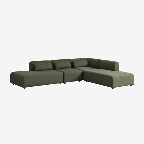 Canapé modulaire d'angle 4 pièces Fogler avec méridienne double