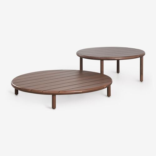 Set De 2 Tables Basses Rondes Pour Jardin En Bois D'acacia Olivia Brun Acacia Foncé Brun Acacia Foncé