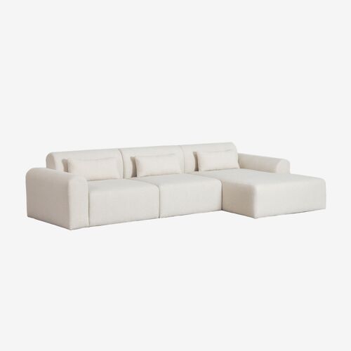 Canapé modulable méridienne droite 3 pièces en peau lainée Borjan