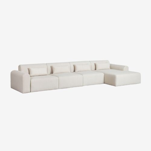 Canapé méridienne droite modulable 4 pièces en peau lainée Borjan