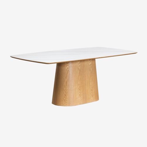 Table à manger rectangulaire 200x100 cm en bois Aura Placage de frêne Céramique