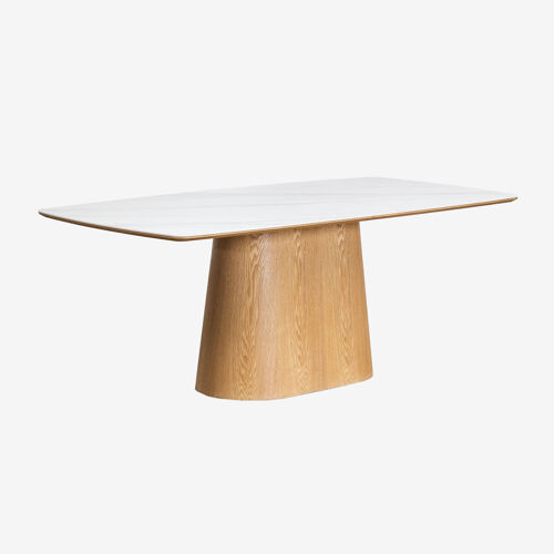 Table à manger rectangulaire 200x100 cm en bois Aura Placage de frêne Céramique