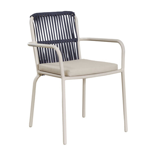 Chaise de salle à manger empilable avec accoudoirs en aluminium Alberta Bleu Marin