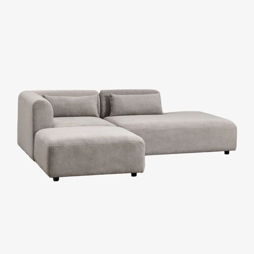 Canapé d'angle modulable 2 pièces avec méridienne droite et pouf Fogler