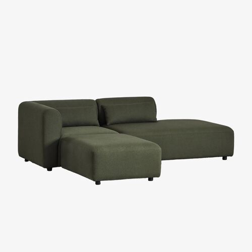 Canapé d'angle modulable 2 pièces avec méridienne droite et pouf Fogler