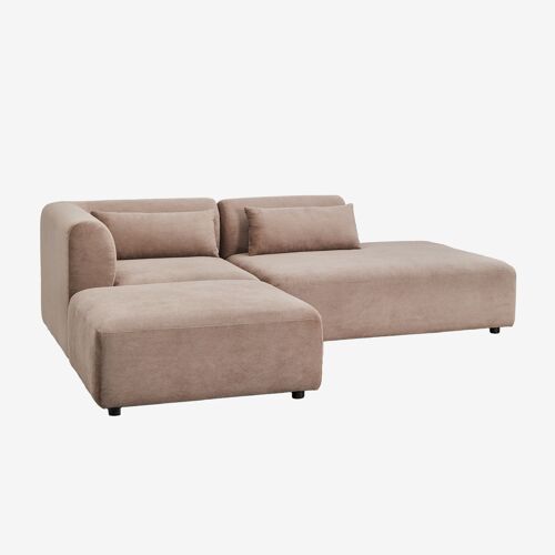 Canapé d'angle modulable 2 pièces avec méridienne droite et pouf Fogler