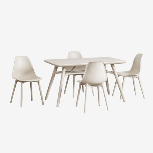 Set De Table Rectangulaire 135x80 Cm Et 4 Chaises De Jardin En Polypropylène Scand Tapioca Beige