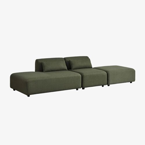 Canapé modulable 2 pièces avec méridienne gauche et pouf Fogler