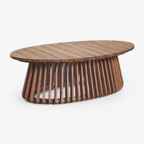 Table Basse De Jardin Ovale 120x65 Cm En Bois D'acacia Mura Brun Acacia