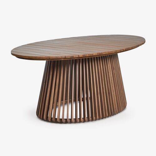 Table De Jardin Ovale 200x110 Cm En Bois D'acacia Mura Brun Acacia