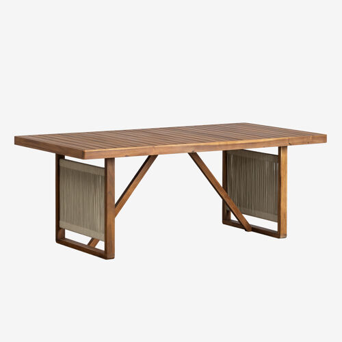 Table à manger rectangulaire 200x100 cm en bois d'acacia Nayely Brun Acacia