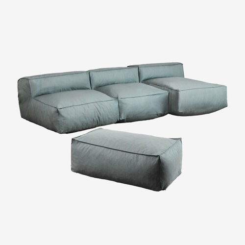 Canapé modulaire avec méridienne 3 pièces et pouf Dojans Vert Éter