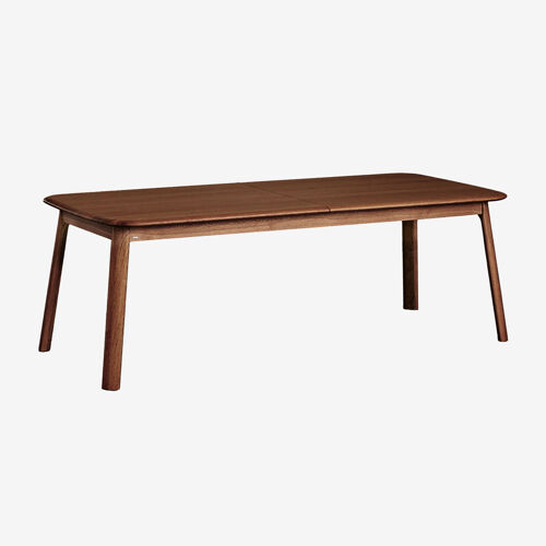 Table à manger rectangulaire extensible en bois Treveris 220-320x95 cm Marron Noyer Foncé