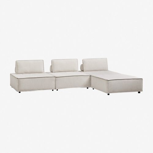 Canapé modulable 3 pièces et pouf en tissu Vermont