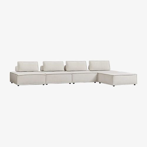 Canapé modulable 4 pièces et pouf en tissu Vermont