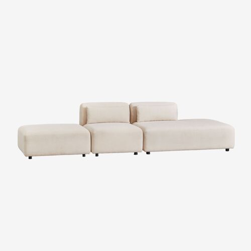 Canapé modulable 2 pièces avec méridienne droite et pouf Fogler