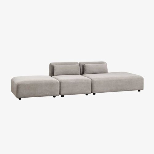 Canapé modulable 2 pièces avec méridienne droite et pouf Fogler