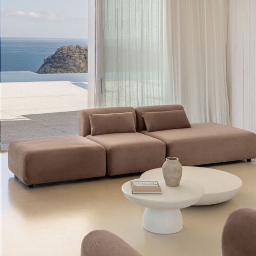 Canapé modulable 2 pièces avec méridienne droite et pouf Fogler