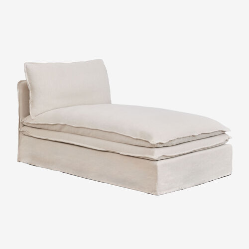 Module chaise longue pour canapé modulaire en lin et coton Grace