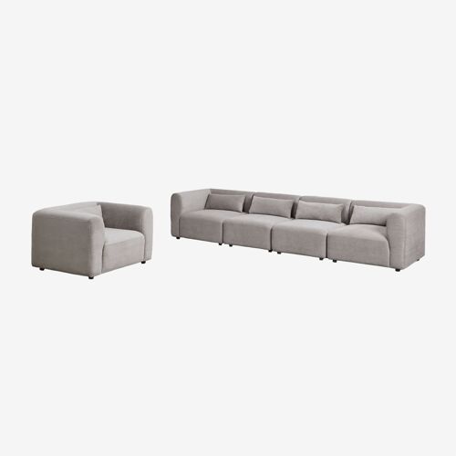 Ensemble de salon avec canapé modulable 4 pièces et fauteuil Fogler