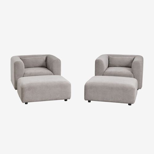 Ensemble de salon composé de 2 fauteuils et 2 poufs Fogler