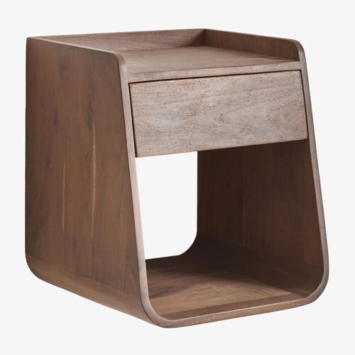 Pack de 2 tables de chevet flottantes carrées 35x35 cm en bois d'acacia Berigem Brun Acacia foncé