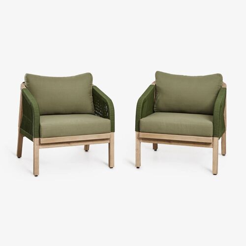Pack de 2 fauteuils en bois d'acacia Dubai Acacia Rustique Marron