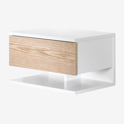 Pack de 2 tables de chevet flottantes rectangulaires 40x30 cm avec tiroir Griviza NATUREL