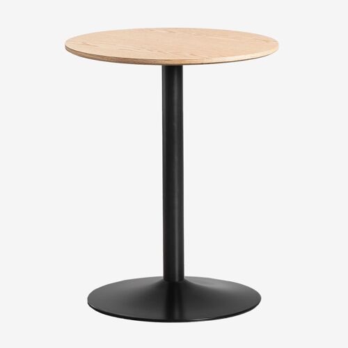 Table de salle à manger ronde en MDF et fer Yvetta Marron Chêne Noir Ø60 cm