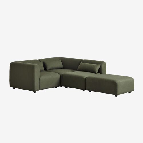 Canapé d'angle modulable 3 pièces avec pouf Fogler