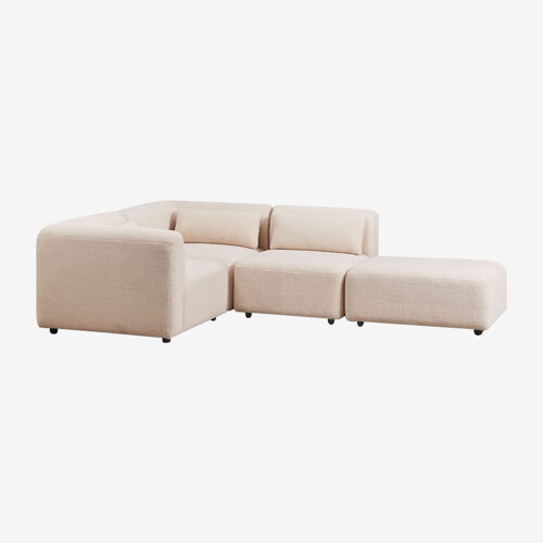 Canapé d'angle modulable 3 pièces avec pouf Fogler