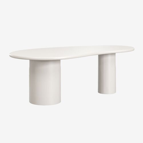 Table à manger ovale 220x115 cm en MDF Billie Blanc Gardenia