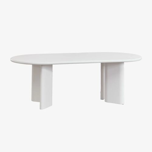 Table de salle à manger ovale 220x100 cm en MDF Loulou Blanc Gardenia